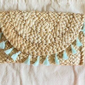 Woven Clutch with Tassels